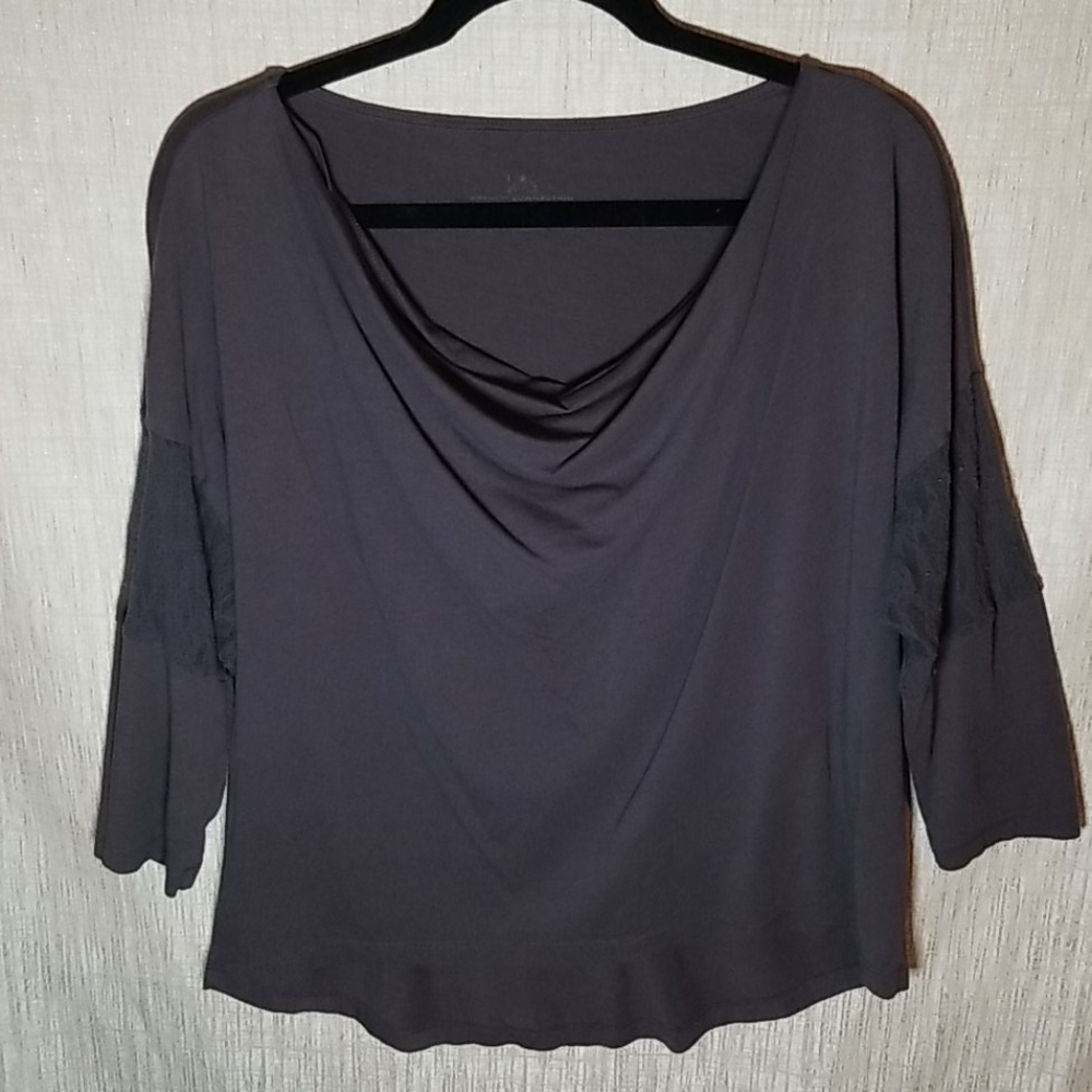 L UK style dark grey blouse